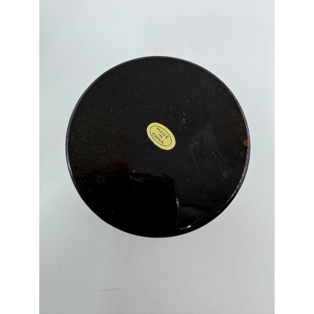 Vintage Russian Lacquer Trinket Jewelry Box Cherubs Scene Black Gold Round 4.5” - Picture 5 of 5